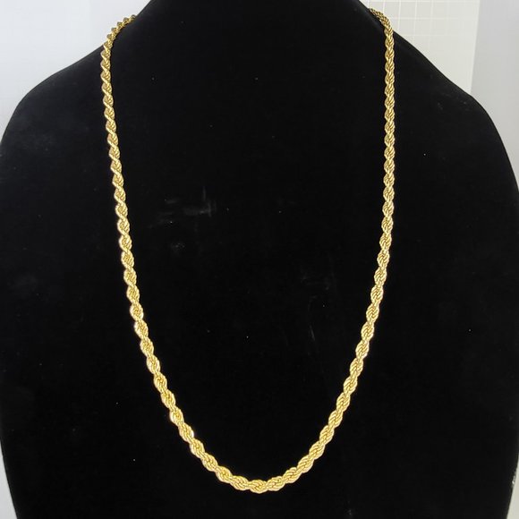 30 inch long gold tone thick rope chain necklace with spring ring clasp - Picture 1 of 4